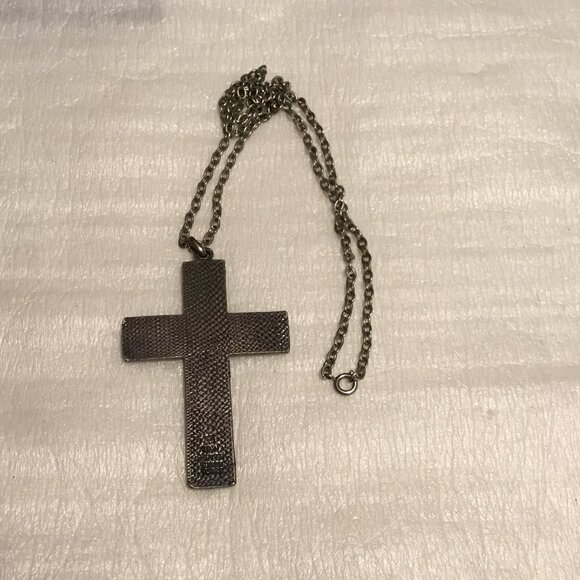 Vintage and very large pewter cross necklace marked Tinn Pewter Made In Norway - Picture 8 of 10